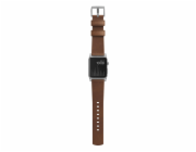 Řemínek Nomad NOMAD Moderní kožený hnědý 42mm / 44mm konektor Stříbrný