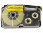 Xerox kompatibilní páska s Casio XR-12YW1, 12mm x 8m, čer...