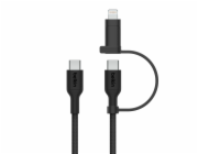 Belkin BOOST CHARGE™ PRO 2v1 USB-C a Lightning kabel, 1,5m, černý - odolný