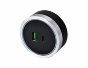 Viking zásuvkový modul A60, 1x USB-A, 1x USB-C, PD, stříbrno-černá