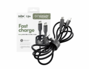 empower by PanzerGlass - USB kabel - USB-C (M) do USB-C (M) - USB 2.0 - 48 V - 5 A - 1.2 m - Rychlé nabíjení až 240 W - vesmírne cerná