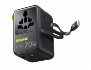 Baseus EnerCore CG11 Charger  Retractable 2AC+2U + 70W, Black