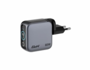 VERBATIM Mini GaN Nabíječka s displejem 65W, 2xUSB-C, 1xUSB-A, šedá