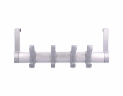 Věšák na kabáty Siro nad dveře 01007, plast/hliník, stříbrný, délka 396 mm, 4 háčky