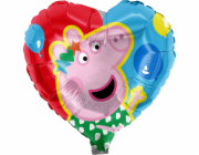 Fóliový balónek Prasátko Peppa s motivem srdce O 45 cm, velikost 1