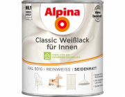 Alpina Classic bílý lak pro interiérové použití, čistě bílá, saténový povrch, 750 ml