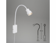 Noční lampička Briloner LED Tusi, otočná, dotyková, teplá bílá, 69 cm, bílá
