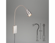 Noční lampička Briloner LED Tusi, otočná, dotyková, teplá bílá, 69 cm, matný nikl