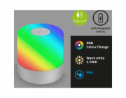 Bezdrátová stolní lampa Brilo malá chrom-matná 1,5 W s RGB