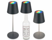 Stmívatelná dobíjecí stolní lampa Brilo Calida Touch s lahvovým víčkem, 36 cm, antracitová