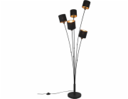 Stojací lampa Tommy 5xE14 Černé látkové stínidlo Černo-zlatá