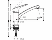 Páková kuchyňská baterie hansgrohe Logis, otočná 120 mm, chrom