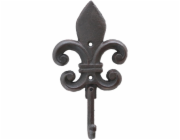 Litinový nástěnný věšák s motivem lilie v černé barvě, 11 cm x 5 cm x 20,5 cm