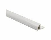 Čtvrtkruhový ukončovací profil, lesklé bílé PVC, 10 mm x 2,5 m