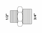 Kirchhoff redukční dvojitá vsuvka 26,4 mm (3/4" vnější závit) x 21 mm (1/2" vnější závit) červená mosaz