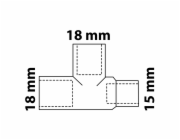 Kirchhoff redukční T-kus 18 mm x 18 mm x 15 mm, 3 objímky, hladké