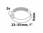 Hadicová spona Kirchhoff, šířka 9 mm, rozsah sevření 23-35 mm, nerezová ocel, 2 kusy