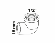 Kirchhoff úhelník 90° 18 mm x 18,7 mm (1/2" vnitřní) 1 prázdný nástrčný klíč