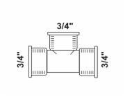 Kirchhoff T-kus 24,2 mm (3/4" vnitřní závit) červená mosaz