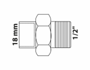 Šroubení Kirchhoff 18 mm x 21 mm (vnější závit 1/2"), kuželové těsnění, 1 objímka, hladká