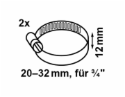 Hadicová spona Kirchhoff, šířka 12 mm, rozsah sevření 20-32 mm, nerezová ocel, 2 kusy