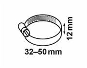 Hadicová spona Kirchhoff, šířka 12 mm, rozsah sevření 32 mm - 50 mm, nerezová ocel