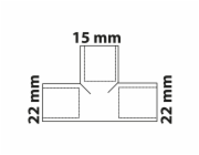 Kirchhoff redukční T-kus 22 mm x 15 mm x 22 mm, 3 objímky, hladké