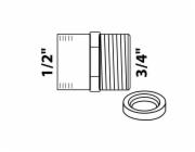 Kirchhoff redukce 26,4 mm (3/4" vnější závit) x 18,7 mm (1/2" vnitřní závit) chrom