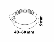 Hadicová spona Kirchhoff, šířka 9 mm, rozsah sevření 40 mm - 60 mm, nerezová ocel
