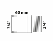 Kirchhoff dvojitá vsuvka 26,4 mm (vnější závit 3/4") x 60 mm bez závitu