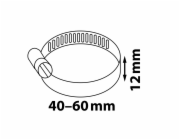 Hadicová spona Kirchhoff, šířka 12 mm, rozsah sevření 40 mm - 60 mm, nerezová ocel