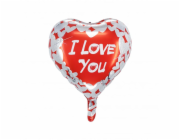 Fóliový balónek Party Factory srdce I Love You O 42 cm červeno-bílý