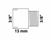 Prodloužení kohoutku Kirchhoff 15 mm (3/8" vnitřní) x 16,7 mm (3/8" vnitřní) x 15 mm, chrom