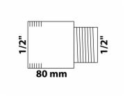Prodloužení kohoutku Kirchhoff 18,7 mm (1/2" vnitřní) x 21 mm (1/2" vnitřní) x 80 mm, chrom