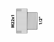 Kirchhoff adaptér 21 mm (vnější závit 1/2") x vnitřní závit M22, chrom