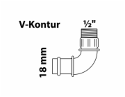 Kirchhoff RG úhel 90° 1 polotovar pouzdra 18 mm x 21 mm (1/2" AG)