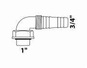 Kirchhoff přípojka pro zařízení 90° 30,3 mm (1" vnitřní závit) x 24,2 mm (3/4" vnitřní závit) bílá