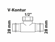 Kirchhoff RG T-kus 2 hlavice prázdné 28 mm x 18,7 mm (1/2" vnitřní závit) x 28 mm