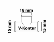 Kirchhoff měděný redukční T-kus, 3 objímky, holý, 15 mm x 18 mm x 15 mm