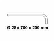 Kirchhoff tlaková proplachovací trubka 90° rovná ocel 28 mm x 700 mm x 200 mm chrom