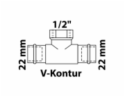 Kirchhoff RG T-kus 2 hlavice prázdné 22 mm x 18,7 mm (1/2" vnitřní závit) x 22 mm