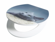 WC sedátko Baliv Piorini s mechanismem tlumeného dovírání, dřevěné jádro z MDF, 3D design kočky