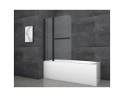 Skládací zástěna k vaně Aurlane Black Comfort 2 Matná černá 100 cm x 140 cm