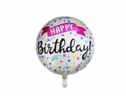 Fóliový balónek Party Factory K narozeninám konfety O 42 cm vícebarevný