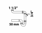 Kirchhoff prostorově úsporný trubkový sifon do kuchyňského dřezu 44,9 mm (vnitřní závit 1 1/2") x 50 mm bílý