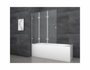Skládací zástěna k vaně Aurlane Silver Elegance 120 cm x 140 cm, chrom, 3dílná