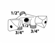 Dvojitý nástěnný ventil Kirchhoff GA 21 mm (vnější závit 1/2") x 26,4 mm (vnější závit 3/4") x 18,7 mm (vnitřní závit 1/2")