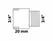Prodloužení pro kohoutek Kirchhoff 24,2 mm (3/4" vnitřní závit) x 26,4 mm (3/4" vnitřní závit) x 20 mm, chrom