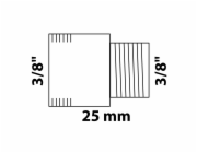 Prodloužení kohoutku Kirchhoff 15 mm (3/8" vnitřní závit) x 16,7 mm (3/8" vnitřní závit) x 25 mm, chrom