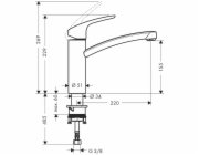 Hansgrohe Páková kuchyňská baterie Focus, otočná hlavice, 160 mm, chrom
